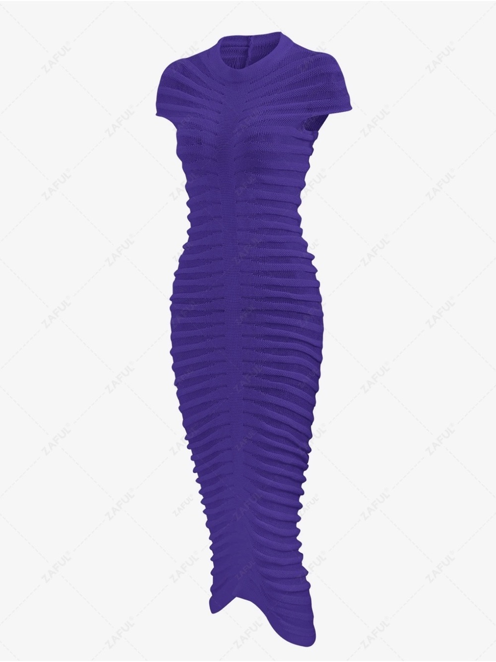 Zaful Purple Ribbed Bodycon Maxi Dress